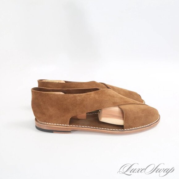 Jacques Soloviere The Biarritz Tobacco Brown Suede Sandals, Size 45 - Picture 6 of 12